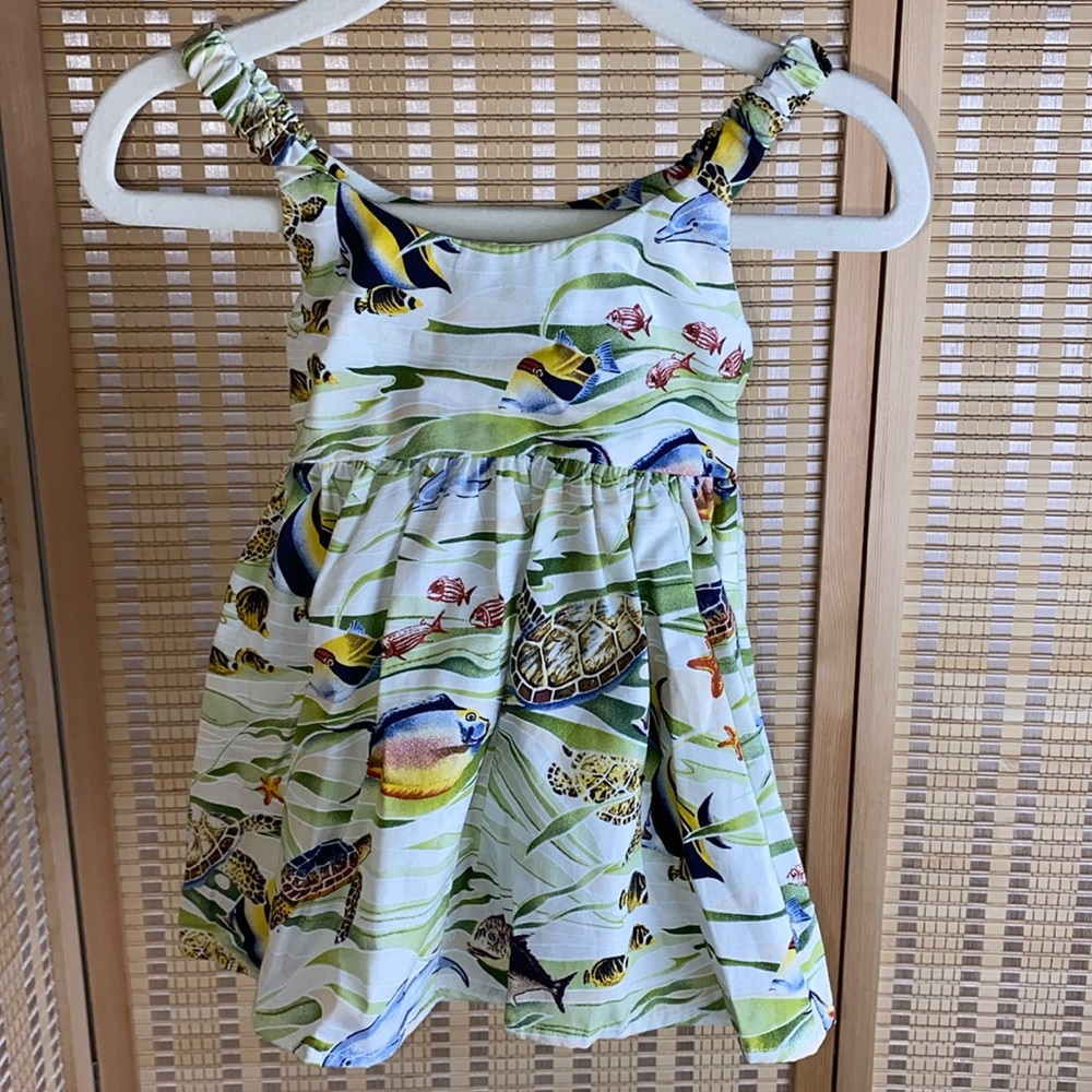 KY’S Infant 6 Months Bungee Aloha Dress, Tropical Fish Pattern